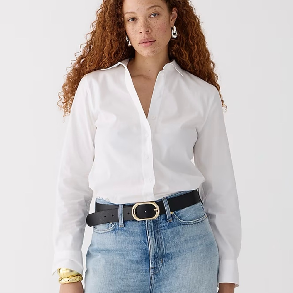 J Crew classic slim cotton white button down shirt, size 2